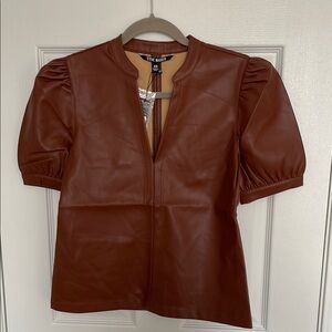 Steve Madden Brown Faux Leather Top
